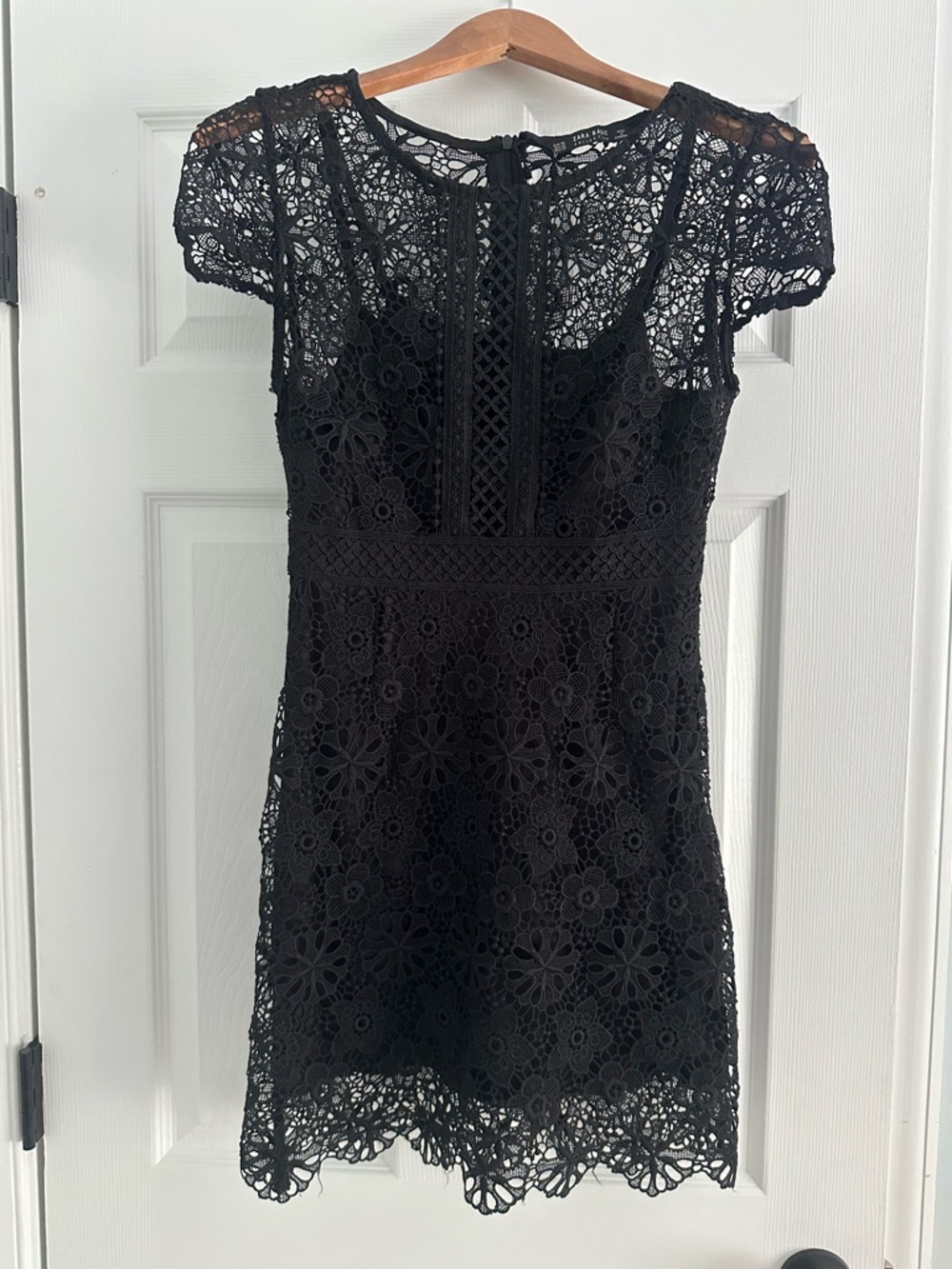 Zara Black Floral Lace Mini Dress, Size XS